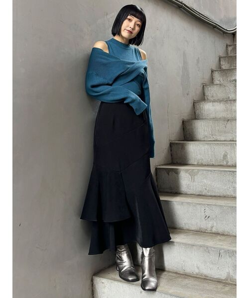 MURUA（ムルーア）の「ドッキングカシュクールニット（ニット/セーター・レディース・ブラック/ブルー/ホワイト/ボルドー・FREE）」の14枚目の写真