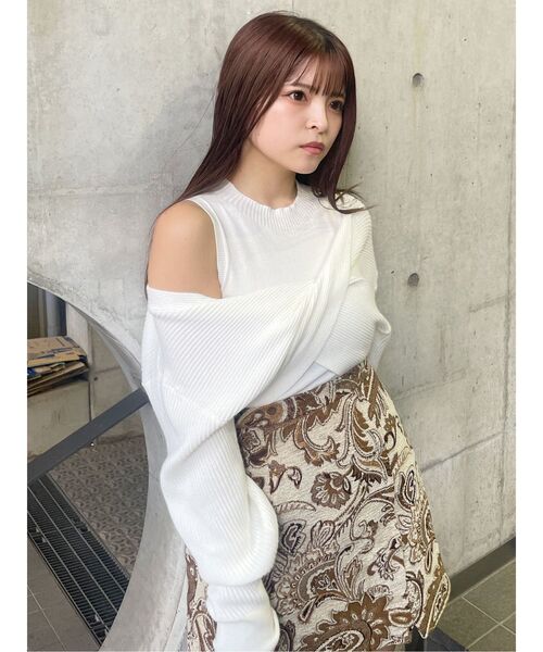 MURUA（ムルーア）の「ドッキングカシュクールニット（ニット/セーター・レディース・ブラック/ブルー/ホワイト/ボルドー・FREE）」の15枚目の写真