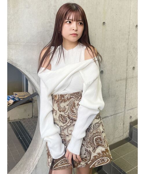 MURUA（ムルーア）の「ドッキングカシュクールニット（ニット/セーター・レディース・ブラック/ブルー/ホワイト/ボルドー・FREE）」の16枚目の写真