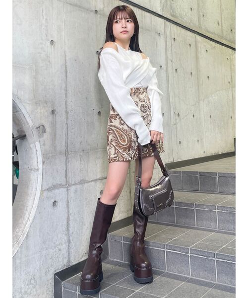 MURUA（ムルーア）の「ドッキングカシュクールニット（ニット/セーター・レディース・ブラック/ブルー/ホワイト/ボルドー・FREE）」の18枚目の写真