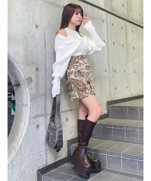 MURUA（ムルーア）の「ドッキングカシュクールニット（ニット/セーター・レディース・ブラック/ブルー/ホワイト/ボルドー・FREE）」の19枚目の写真