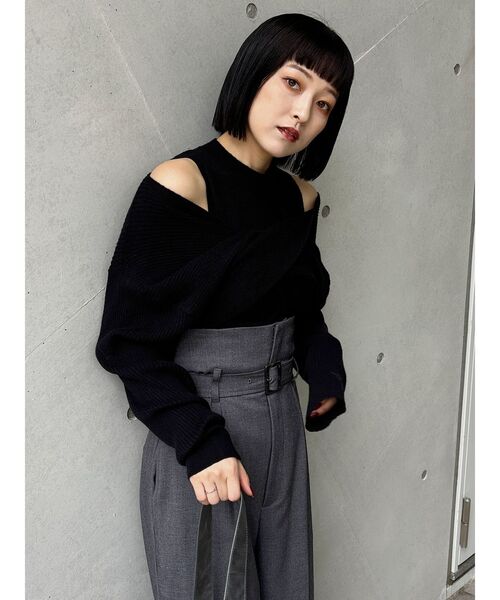 MURUA（ムルーア）の「ドッキングカシュクールニット（ニット/セーター・レディース・ブラック/ブルー/ホワイト/ボルドー・FREE）」の20枚目の写真