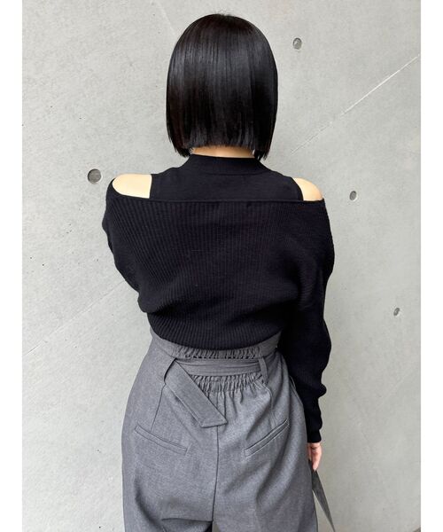 MURUA（ムルーア）の「ドッキングカシュクールニット（ニット/セーター・レディース・ブラック/ブルー/ホワイト/ボルドー・FREE）」の22枚目の写真