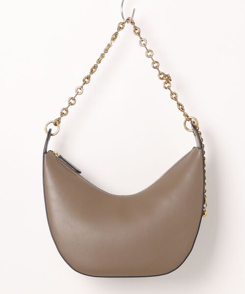 セール】【本革】 ハーフムーン チェーンハンドル ショルダーバッグ