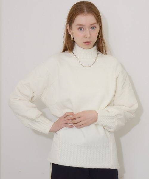 【セール】キルテイング×ニットプルオーバー（ニット/セーター）｜Paradise Picnic（パラダイスピクニック）