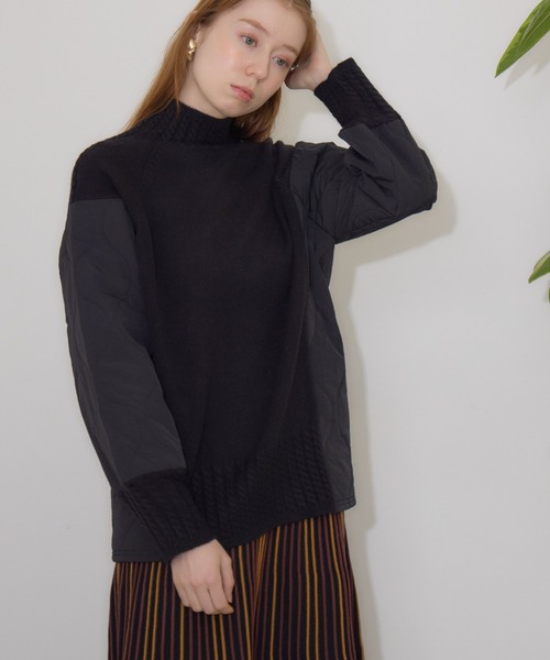 【セール】キルテイング×ニットプルオーバー（ニット/セーター）｜Paradise Picnic（パラダイスピクニック）