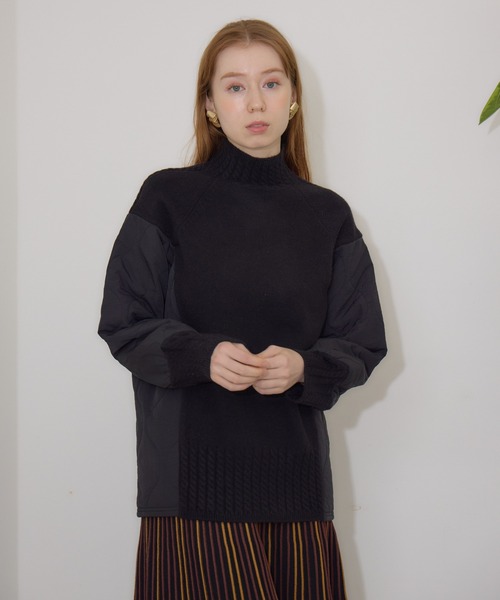 【セール】キルテイング×ニットプルオーバー（ニット/セーター）｜Paradise Picnic（パラダイスピクニック）