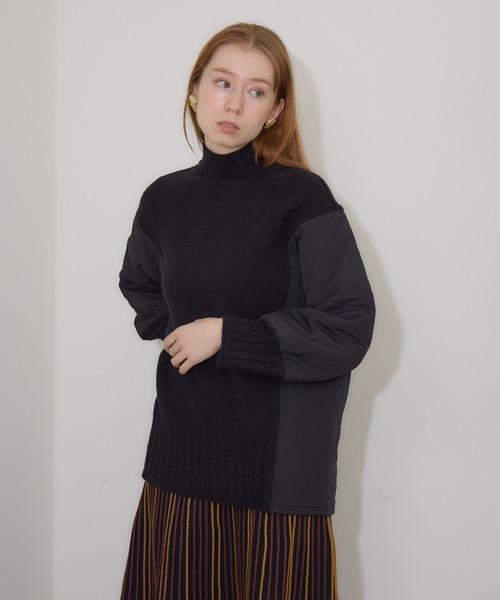 【セール】キルテイング×ニットプルオーバー（ニット/セーター）｜Paradise Picnic（パラダイスピクニック）