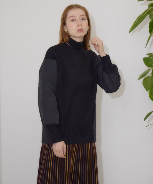 【セール】キルテイング×ニットプルオーバー（ニット/セーター）｜Paradise Picnic（パラダイスピクニック）