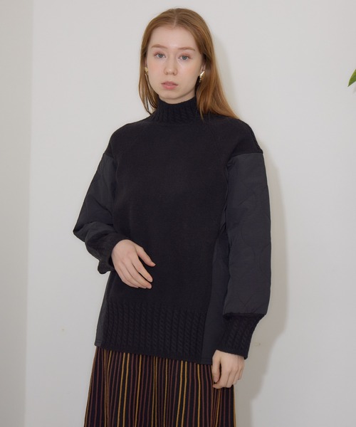 【セール】キルテイング×ニットプルオーバー（ニット/セーター）｜Paradise Picnic（パラダイスピクニック）