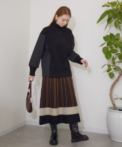 【セール】キルテイング×ニットプルオーバー（ニット/セーター）｜Paradise Picnic（パラダイスピクニック）