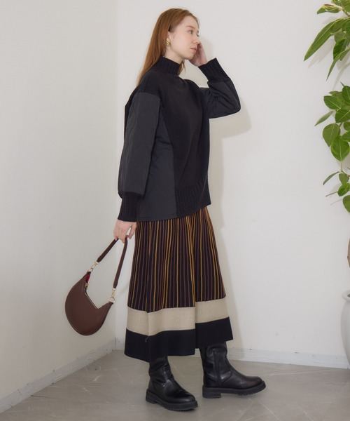 【セール】キルテイング×ニットプルオーバー（ニット/セーター）｜Paradise Picnic（パラダイスピクニック）