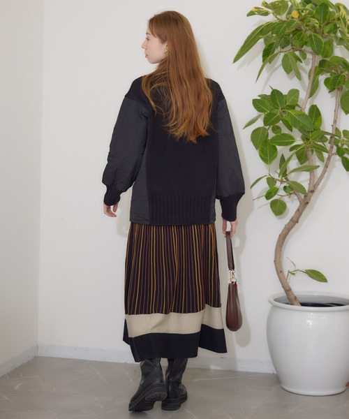 【セール】キルテイング×ニットプルオーバー（ニット/セーター）｜Paradise Picnic（パラダイスピクニック）