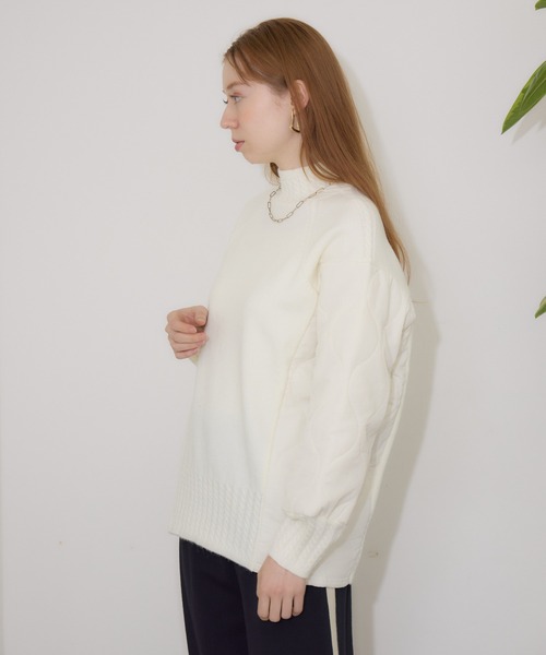 【セール】キルテイング×ニットプルオーバー（ニット/セーター）｜Paradise Picnic（パラダイスピクニック）