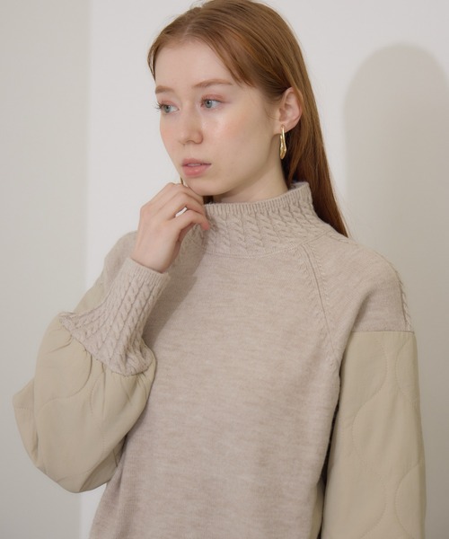 【セール】キルテイング×ニットプルオーバー（ニット/セーター）｜Paradise Picnic（パラダイスピクニック）