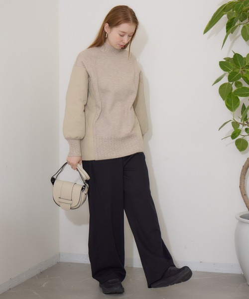 【セール】キルテイング×ニットプルオーバー（ニット/セーター）｜Paradise Picnic（パラダイスピクニック）