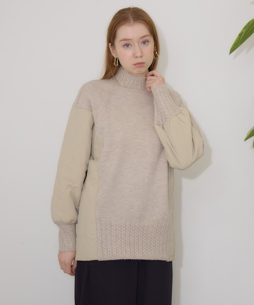 【セール】キルテイング×ニットプルオーバー（ニット/セーター）｜Paradise Picnic（パラダイスピクニック）