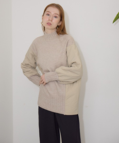 【セール】キルテイング×ニットプルオーバー（ニット/セーター）｜Paradise Picnic（パラダイスピクニック）