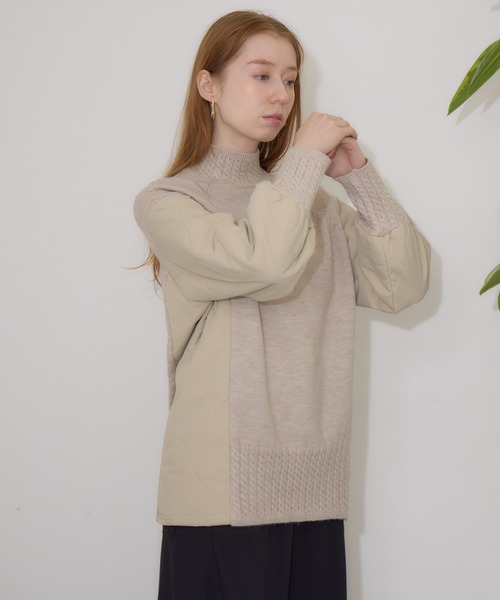 【セール】キルテイング×ニットプルオーバー（ニット/セーター）｜Paradise Picnic（パラダイスピクニック）