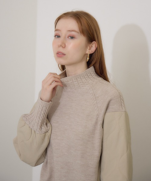 【セール】キルテイング×ニットプルオーバー（ニット/セーター）｜Paradise Picnic（パラダイスピクニック）