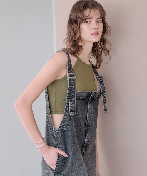 bijorie(ビジュリィ)の「【bijorie】カップ付きホルターネックアメスリ(ショート)/NEW BASIC 25SS(キャミソール・レディース・サックスブルー/ホワイト/カーキ/ブラック・LG/LARGE/MEDIUM)」の3枚目の写真