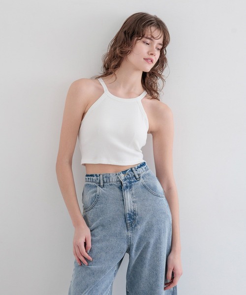 bijorie(ビジュリィ)の「【bijorie】カップ付きホルターネックアメスリ(ショート)/NEW BASIC 25SS(キャミソール・レディース・サックスブルー/ホワイト/カーキ/ブラック・LG/LARGE/MEDIUM)」の12枚目の写真