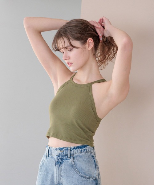 bijorie(ビジュリィ)の「【bijorie】カップ付きホルターネックアメスリ(ショート)/NEW BASIC 25SS(キャミソール・レディース・サックスブルー/ホワイト/カーキ/ブラック・LG/LARGE/MEDIUM)」の14枚目の写真