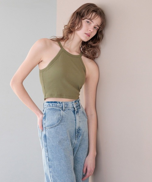 bijorie(ビジュリィ)の「【bijorie】カップ付きホルターネックアメスリ(ショート)/NEW BASIC 25SS(キャミソール・レディース・サックスブルー/ホワイト/カーキ/ブラック・LG/LARGE/MEDIUM)」の7枚目の写真