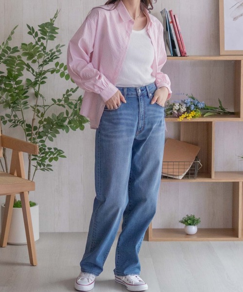 NAVY(ネイビー)の「nAvy ストライプ前開きシャツ(シャツ/ブラウス・レディース・ブルー系その他/ピンク系その他/ネイビー系/ベージュ系その他・L/M)」の5枚目の写真