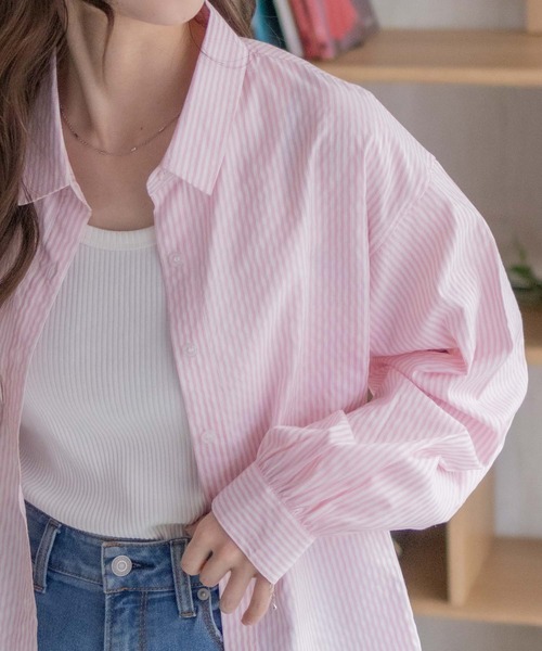 NAVY(ネイビー)の「nAvy ストライプ前開きシャツ(シャツ/ブラウス・レディース・ブルー系その他/ピンク系その他/ネイビー系/ベージュ系その他・L/M)」の7枚目の写真