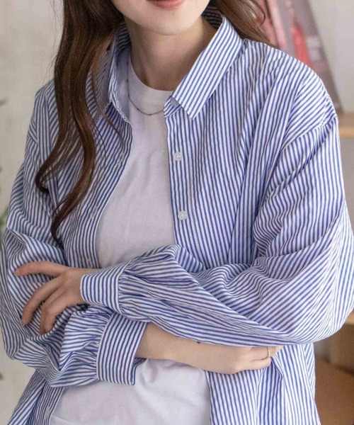 NAVY(ネイビー)の「nAvy ストライプ前開きシャツ(シャツ/ブラウス・レディース・ブルー系その他/ピンク系その他/ネイビー系/ベージュ系その他・L/M)」の18枚目の写真