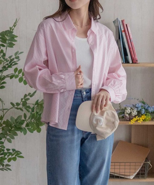 NAVY(ネイビー)の「nAvy ストライプ前開きシャツ(シャツ/ブラウス・レディース・ブルー系その他/ピンク系その他/ネイビー系/ベージュ系その他・L/M)」の6枚目の写真