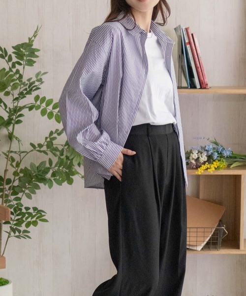 NAVY(ネイビー)の「nAvy ストライプ前開きシャツ(シャツ/ブラウス・レディース・ブルー系その他/ピンク系その他/ネイビー系/ベージュ系その他・L/M)」の21枚目の写真