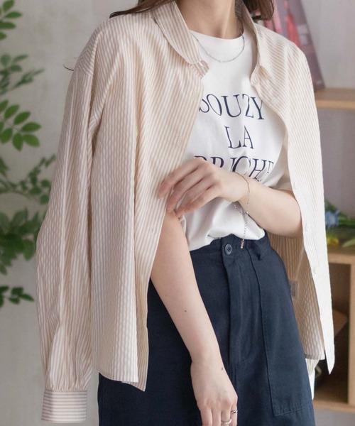 NAVY(ネイビー)の「nAvy ストライプ前開きシャツ(シャツ/ブラウス・レディース・ブルー系その他/ピンク系その他/ネイビー系/ベージュ系その他・L/M)」の12枚目の写真