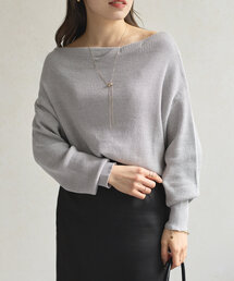 Thevon | ボートネックラメドレープニット(ニット/セーター)