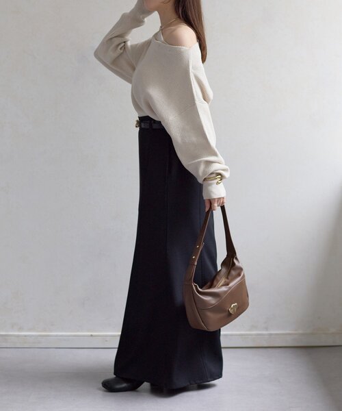 Thevon（ゼボン）の「ボートネックラメドレープニット（ニット/セーター・レディース・アイボリー/チャコールグレー/ライトグレー/ピンク/モカ/グリーン・FREE）」の16枚目の写真