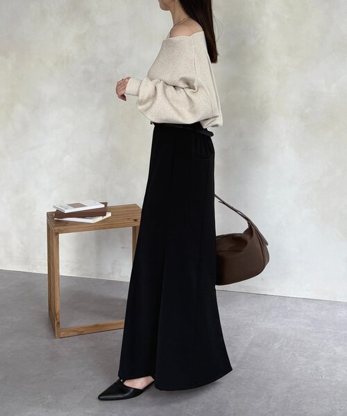 Thevon（ゼボン）の「ボートネックラメドレープニット（ニット/セーター・レディース・アイボリー/チャコールグレー/ライトグレー/ピンク/モカ/グリーン・FREE）」の19枚目の写真