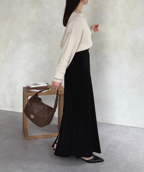 Thevon（ゼボン）の「ボートネックラメドレープニット（ニット/セーター・レディース・アイボリー/チャコールグレー/ライトグレー/ピンク/モカ/グリーン・FREE）」の20枚目の写真