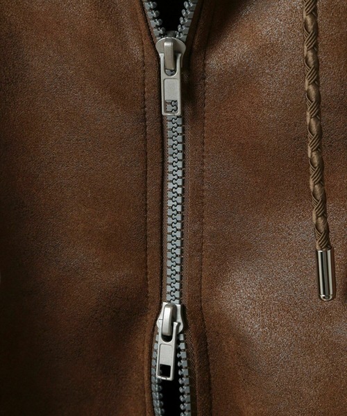 MEN'S BIGI（メンズビギ）の「【HONDA / ホンダ】別注 ビンテージライクフェイクスウェードパーカー（パーカー・メンズ・ブラウン/チャコールグレー・02/03）」の8枚目の写真