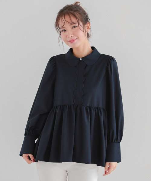フロントスカラップペプラムブラウス（シャツ/ブラウス）｜Fit