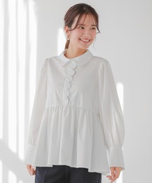 fitmore ♡ ドット刺繍スカラップカラーギャザートップス セール】ドット刺繍スカラップカラーギャザートップス（その他