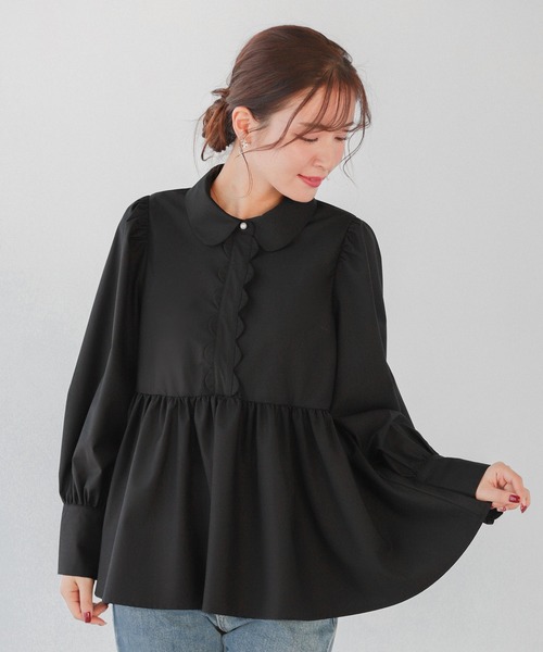 【美品】fitmore ブラウス フロントスカラップペプラムブラウス（シャツ/ブラウス）｜Fit