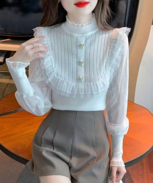 セール】チュール ドッキング ハイネックリボンモチーフ リブ