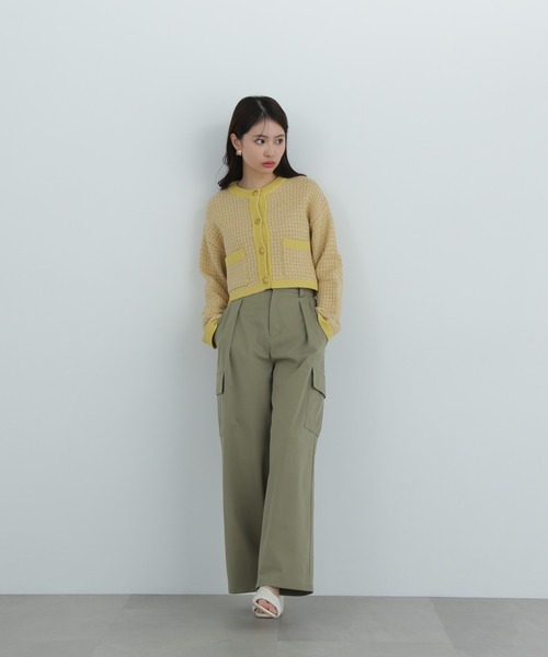 セール】ツイードライクショートニットブルゾン（カーディガン/ボレロ