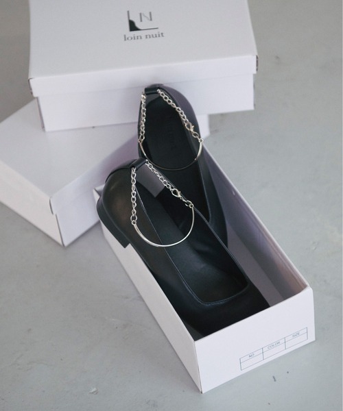 loin nuit パンプス ankle chain square pumps/アンクルチェーン