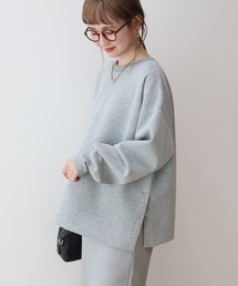クルーネックサイドドットポンチプルオーバー
