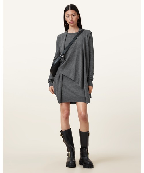 ALLSAINTS(オールセインツ)の「DRINA DRAPED WOOL DRESS | DRINA ドレープ ウール ドレス・ワンピース(ワンピース・レディース・グレー系その他・XS/S/M/L)」の8枚目の写真