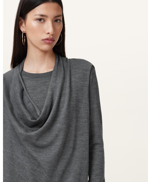 ALLSAINTS(オールセインツ)の「DRINA DRAPED WOOL DRESS | DRINA ドレープ ウール ドレス・ワンピース(ワンピース・レディース・グレー系その他・XS/S/M/L)」の7枚目の写真