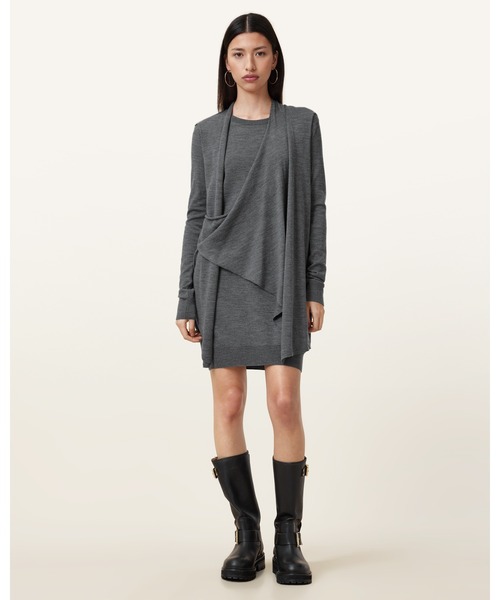 ALLSAINTS(オールセインツ)の「DRINA DRAPED WOOL DRESS | DRINA ドレープ ウール ドレス・ワンピース(ワンピース・レディース・グレー系その他・XS/S/M/L)」の5枚目の写真