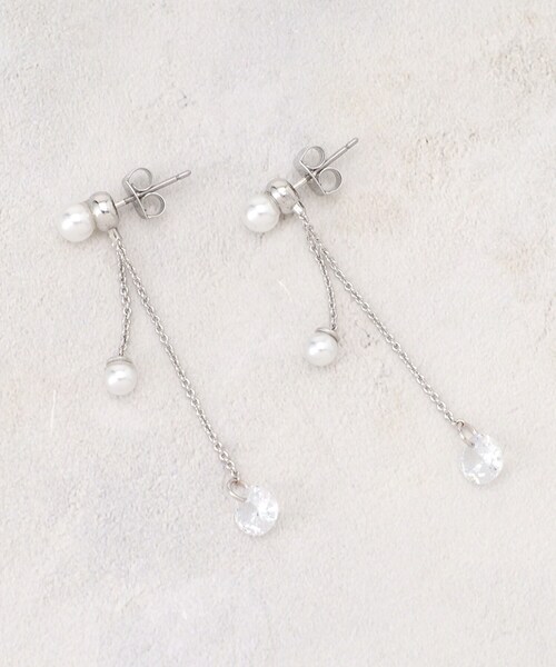 ※ボウブラウス※Sweet Pea ダイヤ パール ロングチェーン ピアス ボウブラウス様専用※Sweet Pea ダイヤ パール ロングチェーン ピアス